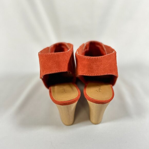 Qupid pointed toe chunky wood heel brick fox open back bootie womans sz 6 - Picture 10 of 12